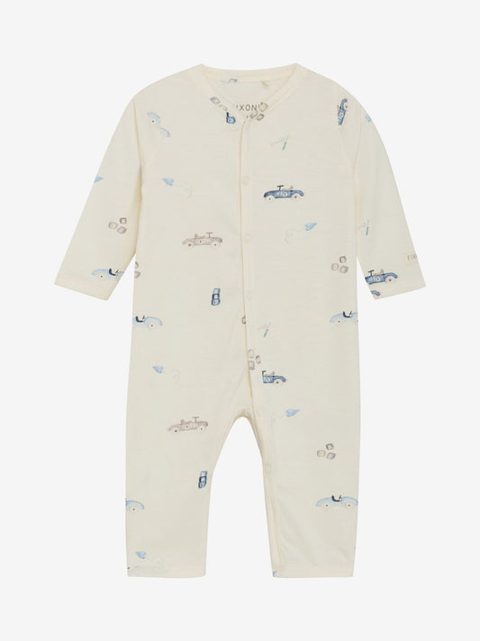 Organic Cotton Rain Washed Cars Onesie Sleepsuit / Babygrow Fixoni 