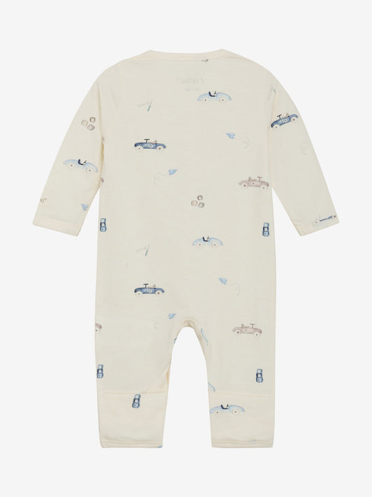 Organic Cotton Rain Washed Cars Onesie Sleepsuit / Babygrow Fixoni 