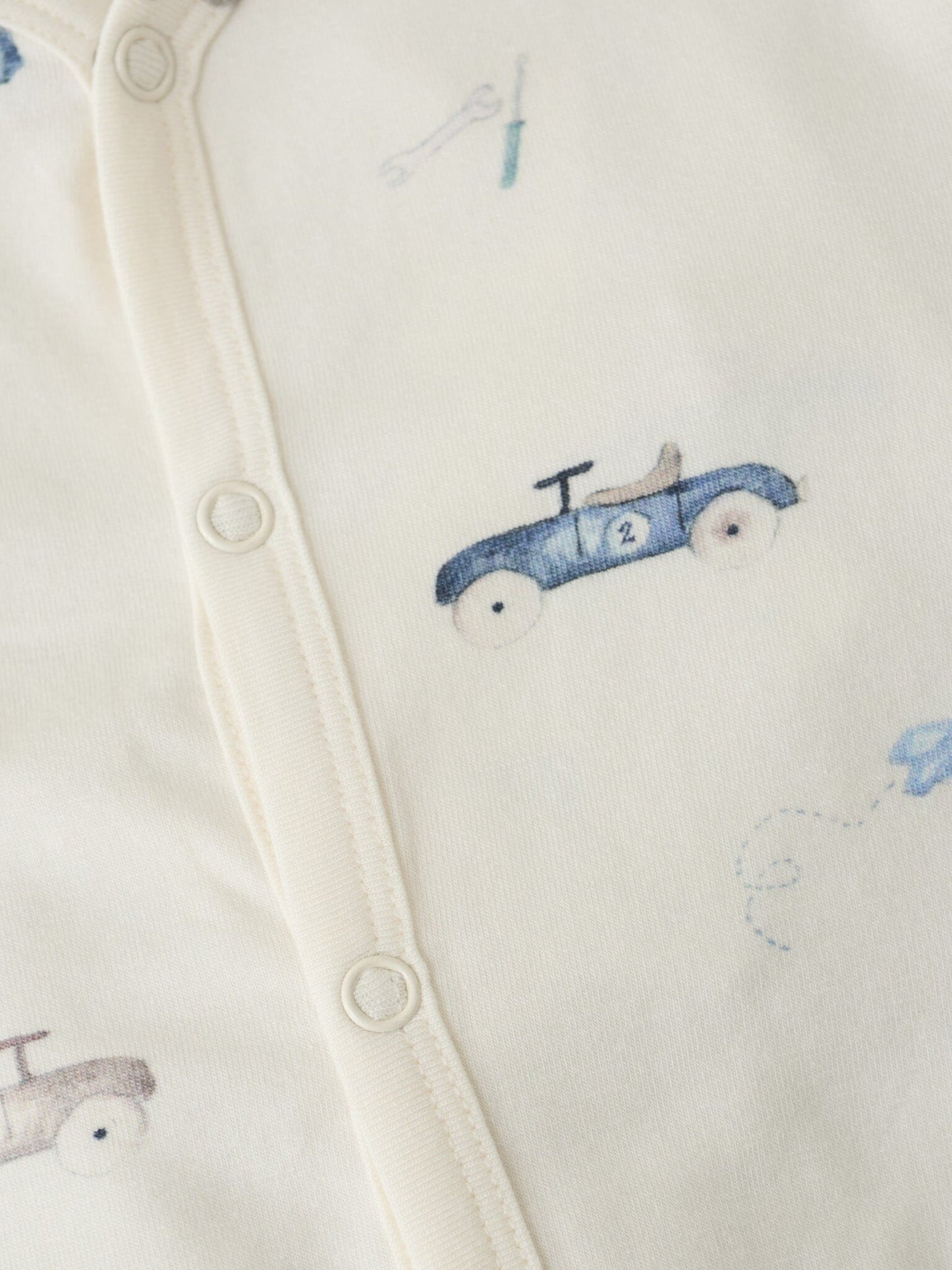 Organic Cotton Rain Washed Cars Onesie Sleepsuit / Babygrow Fixoni 