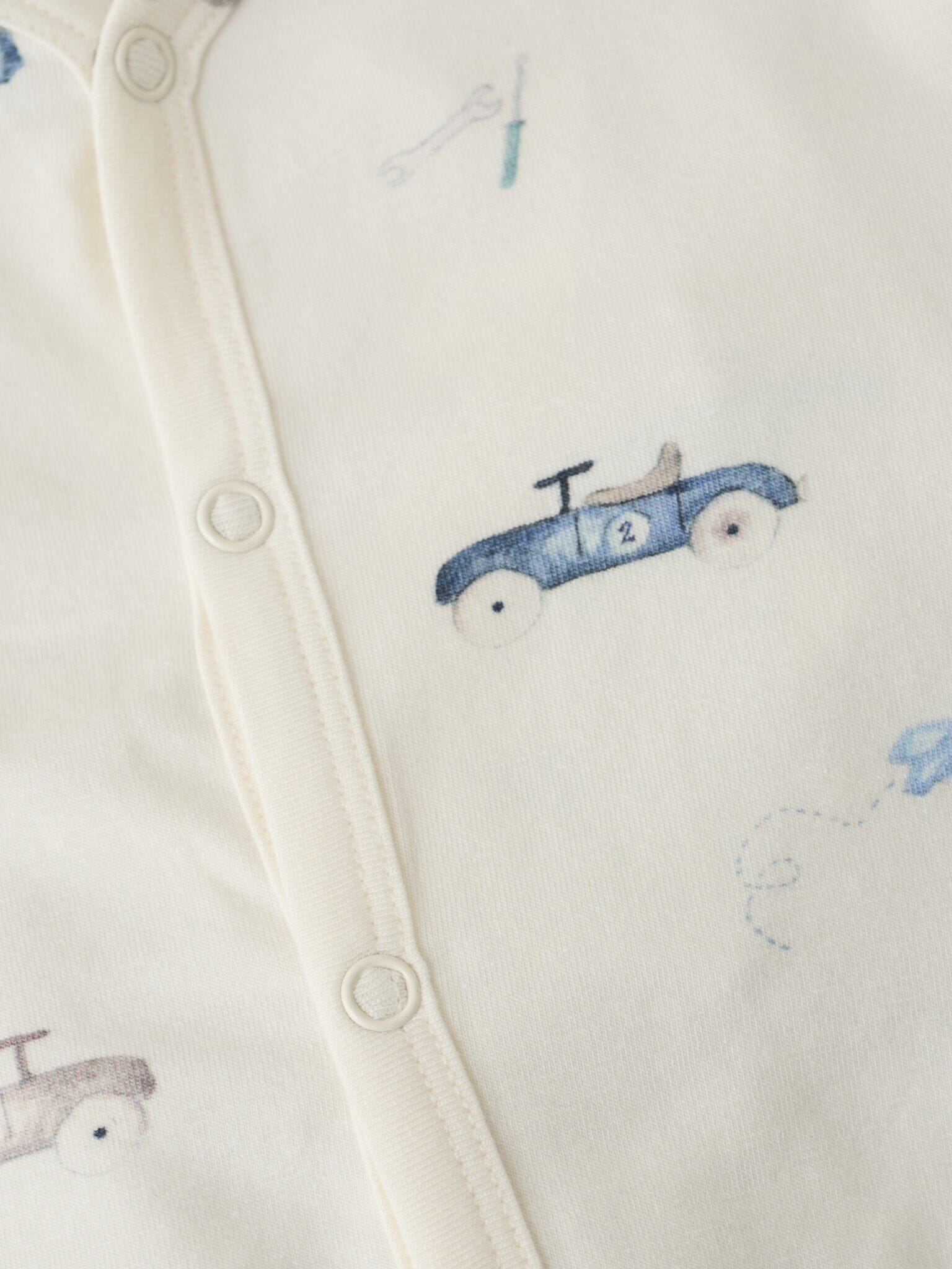 Organic Cotton Rain Washed Cars Onesie Sleepsuit / Babygrow Fixoni 