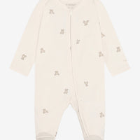 Organic Cotton Oatmeal & Teddy Onesie Sleepsuit / Babygrow Fixoni 