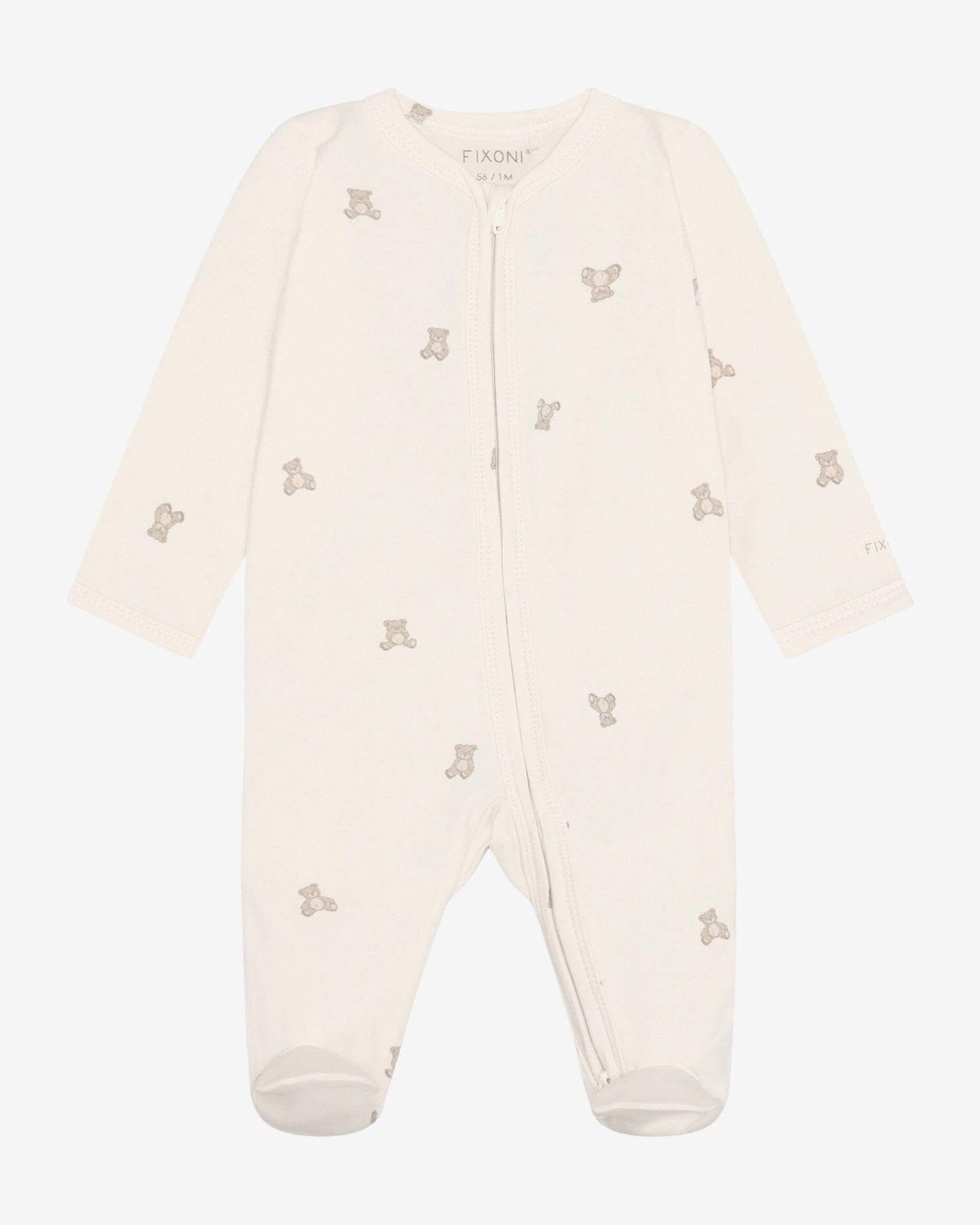 Organic Cotton Oatmeal & Teddy Onesie Sleepsuit / Babygrow Fixoni 