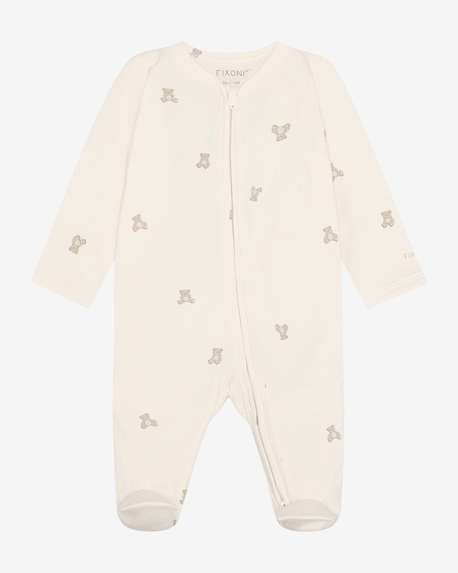 Organic Cotton Oatmeal & Teddy Onesie Sleepsuit / Babygrow Fixoni 