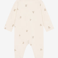 Organic Cotton Oatmeal & Teddy Onesie Sleepsuit / Babygrow Fixoni 
