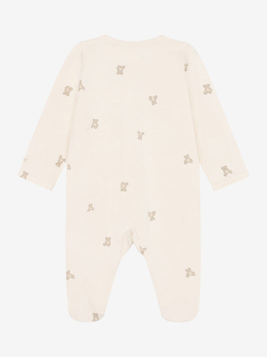 Organic Cotton Oatmeal & Teddy Onesie Sleepsuit / Babygrow Fixoni 