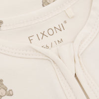 Organic Cotton Oatmeal & Teddy Onesie Sleepsuit / Babygrow Fixoni 