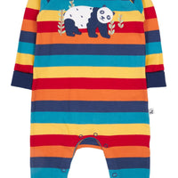 Frugi Organic Cotton Rainbow Stripe & Panda Babygrow Sleepsuit / Babygrow Frugi 