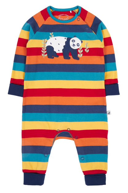 Frugi Organic Cotton Rainbow Stripe & Panda Babygrow Sleepsuit / Babygrow Frugi 