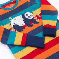 Frugi Organic Cotton Rainbow Stripe & Panda Babygrow Sleepsuit / Babygrow Frugi 