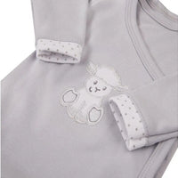 Early Baby Bodysuit, Embroidered Lamb Design - Grey Bodysuit / Vest EEVI 