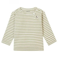 Premium Organic Ribbed Top - Moss Stripe (4-7lbs) Top / T-shirt Noppies 