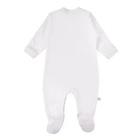 Tiny Baby Footed Babygrow, Embroidered Chick - White Sleepsuit / Babygrow EEVI 