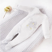 Tiny Baby Footed Babygrow, Embroidered Chick - White Sleepsuit / Babygrow EEVI 