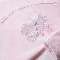 Early Baby Babygrow, Embroidered Bunny Design - Pink Sleepsuit / Babygrow EEVI 