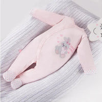 Early Baby Babygrow, Embroidered Bunny Design - Pink Sleepsuit / Babygrow EEVI 
