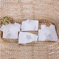 Early Baby Top & Chick Footed Dungarees Set - White Dungaree EEVI 