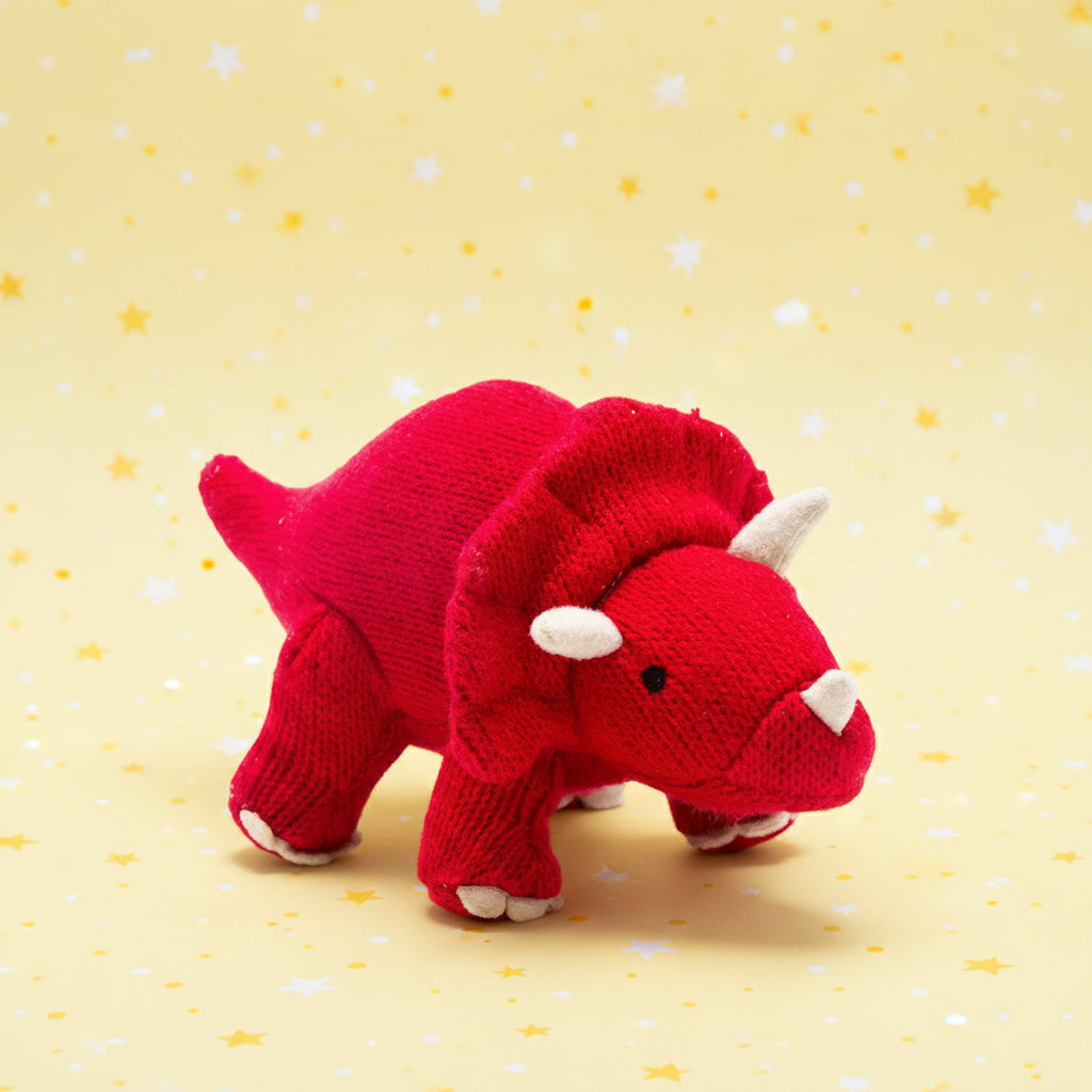 Knitted Triceratops Rattle, Red Toy Best Years 
