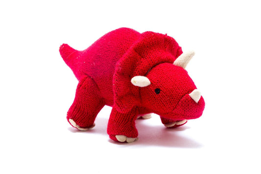 Knitted Triceratops Rattle, Red Toy Best Years 