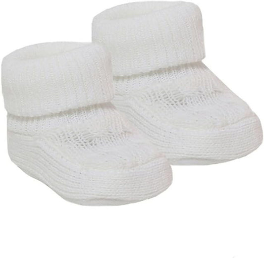 White Cable Knitted Booties Booties Soft Touch 