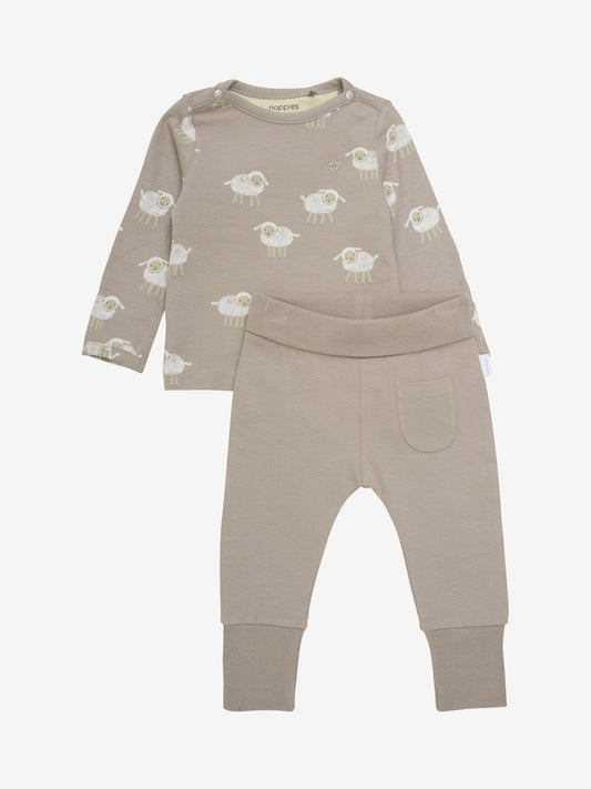 Sheep Top and Striped Trouser Set - Organic Cotton Top & Trousers Noppies 