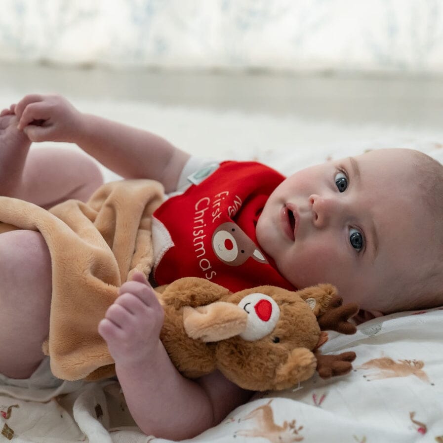 Reindeer Plush Comforter Blanket Rattle Ziggle Baby 