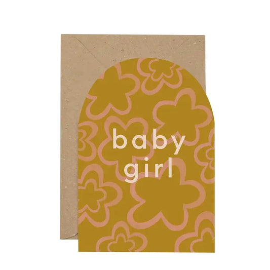 Cards & Message Cards & Gift Wrap Little Mouse Baby Clothing & Gifts 'Baby Girl' Curved Card 
