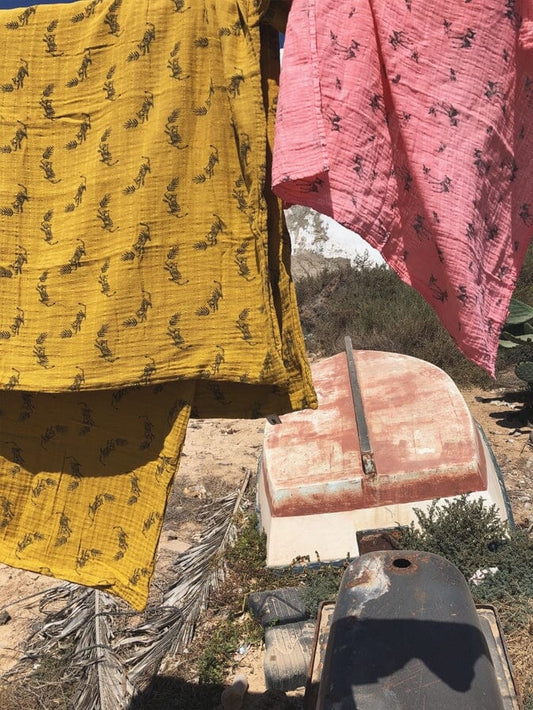 Swaddle Blanket - Mustard Tiger - 70 x 70 cm