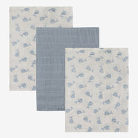 3 Pack, Cotton Muslins, Blue Whales, 65 x 65 cm Blanket Pippi 
