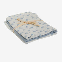3 Pack, Cotton Muslins, Blue Whales, 65 x 65 cm Blanket Pippi 