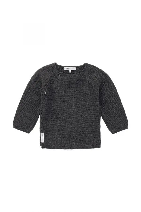 Organic Cotton Knitted Cardigan - Dark Grey Melange Cardigan / Jacket Noppies 