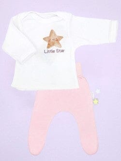 2 Piece Wrap Top & Pink Trouser Set, Little Star Top & Trousers Tiny & Small 