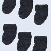Set of Three Pairs Charcoal Stay-on Towelling Premature Baby Socks Socks Little Mouse Baby Clothing & Gifts 