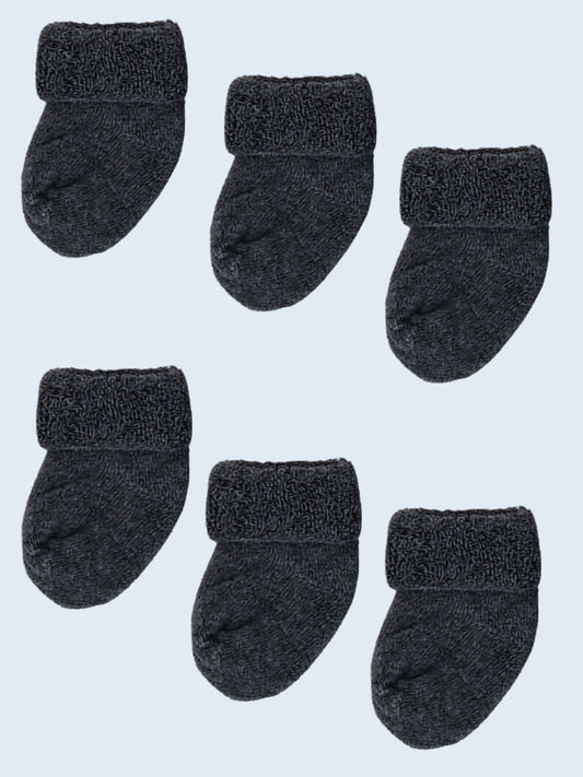 Set of Three Pairs Charcoal Stay-on Towelling Premature Baby Socks Socks Little Mouse Baby Clothing & Gifts 