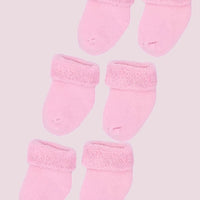 Set of three pairs of socks: Baby Pink Towelling Stay-on Premature Baby Socks Socks Little Mouse Baby Clothing & Gifts 