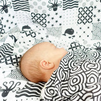 MuslinZ Bamboo/Organic Cotton Swaddle Blanket Black Swirl - 120x120cm Muslin Muslinz 
