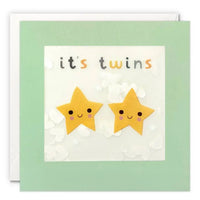 Cards & Message Cards & Gift Wrap Little Mouse Baby Clothing & Gifts It's Twins Stars Paper Shakies Card 