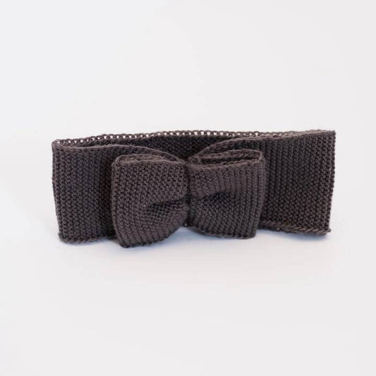 Knitted Headband With Bow, Navy Blue Headband La Manufacture de Layette 