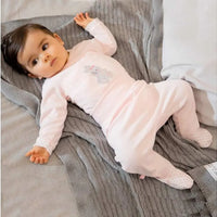 Early Baby Footed Trousers, Embroidered Bunny Rabbit On The Rear - Pink Trousers / Leggings EEVI 