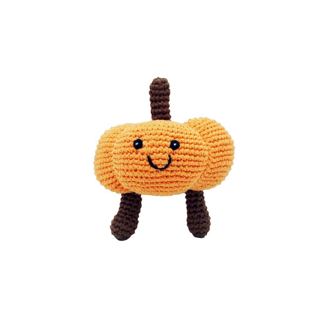 Pumpkin Baby Rattle-  Fair Trade Crochet Organic.