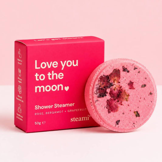 Bright Pink 'Love you to the moon' Shower Steamer Parent Gift Steami 