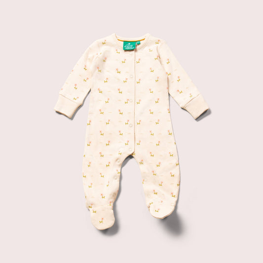 Little Green Radicals Pink Flowers Organic Babygrow