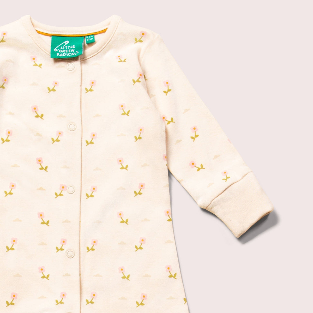 Little Green Radicals Pink Flowers Organic Babygrow