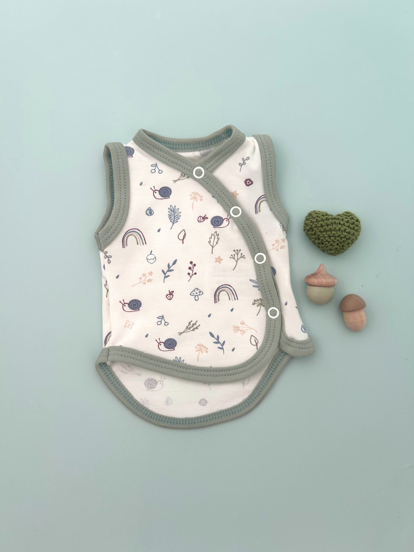 Incubator Vest, Acorn Wood - Khaki Trim Bodysuit / Vest Tiny & Small 