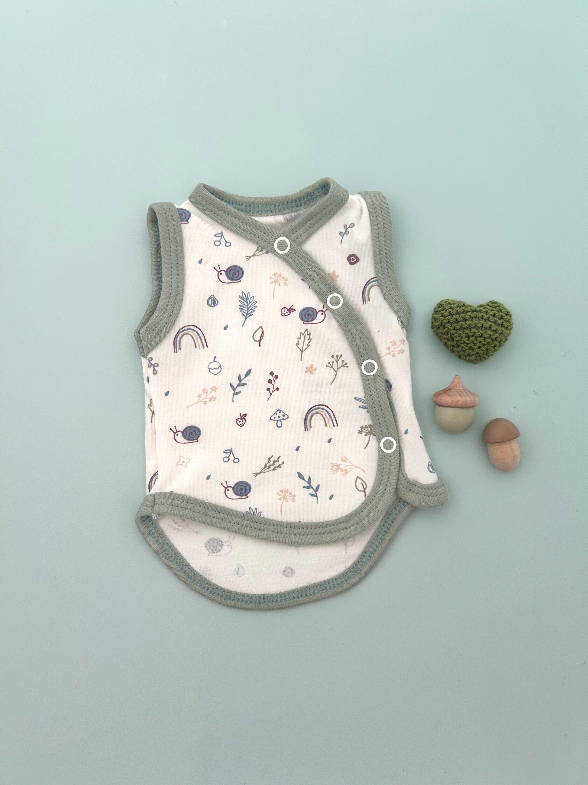 Incubator Vest, Acorn Wood - Khaki Trim Bodysuit / Vest Tiny & Small 