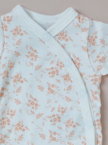 Bodysuit, Apricot Floral, Premium 100% Organic Cotton Tiny & Small