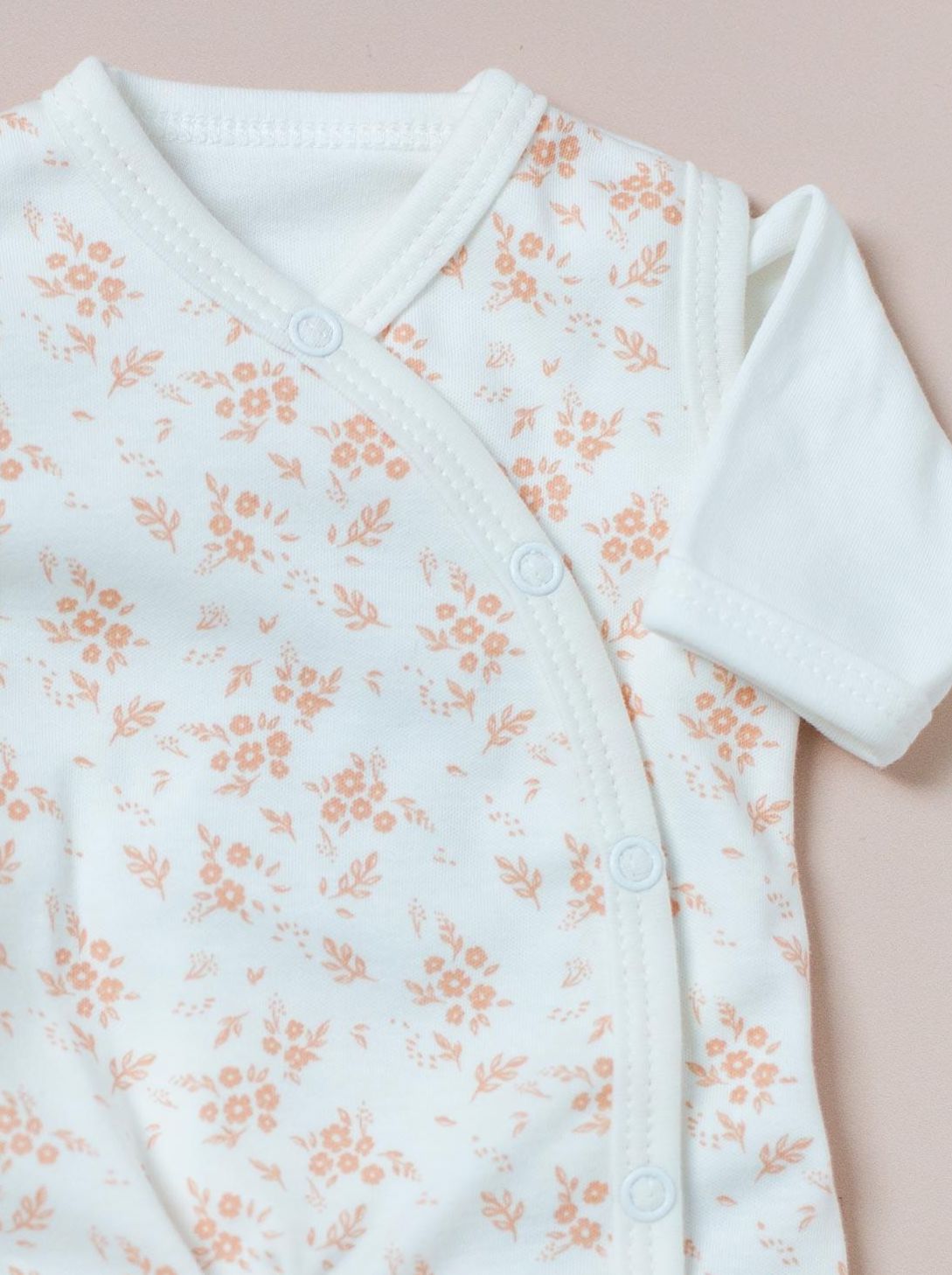 Dungaree & Top Set, Apricot Floral, Premium 100% Organic Cotton Tiny & Small
