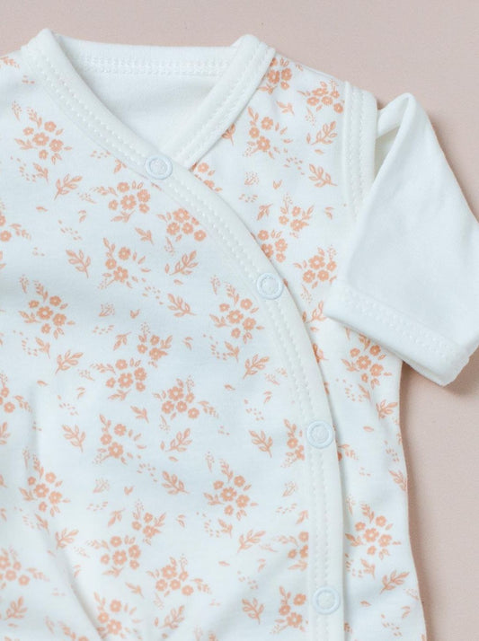 Dungaree & Top Set, Apricot Floral, Premium 100% Organic Cotton Tiny & Small