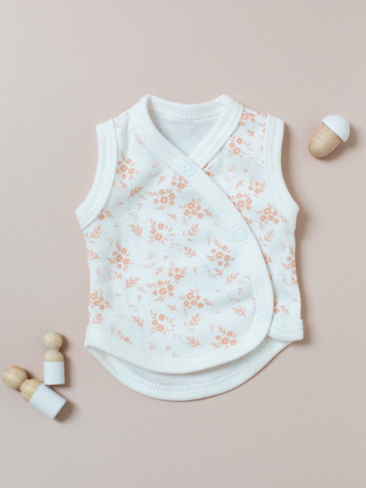 2 Pack Incubator Vest Set, Apple & Apricot Floral, Organic Cotton - Set - Tiny & Small