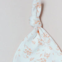 Knotted Hat, Apricot Floral, Premium 100% Organic Cotton Tiny & Small