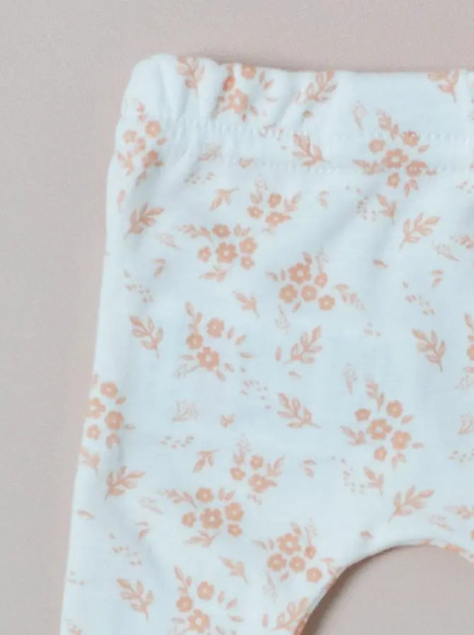 Apricot Floral Leggings, Premium 100% Organic Cotton Tiny & Small